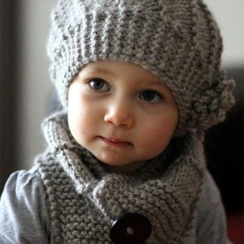 hat and knitted scarf